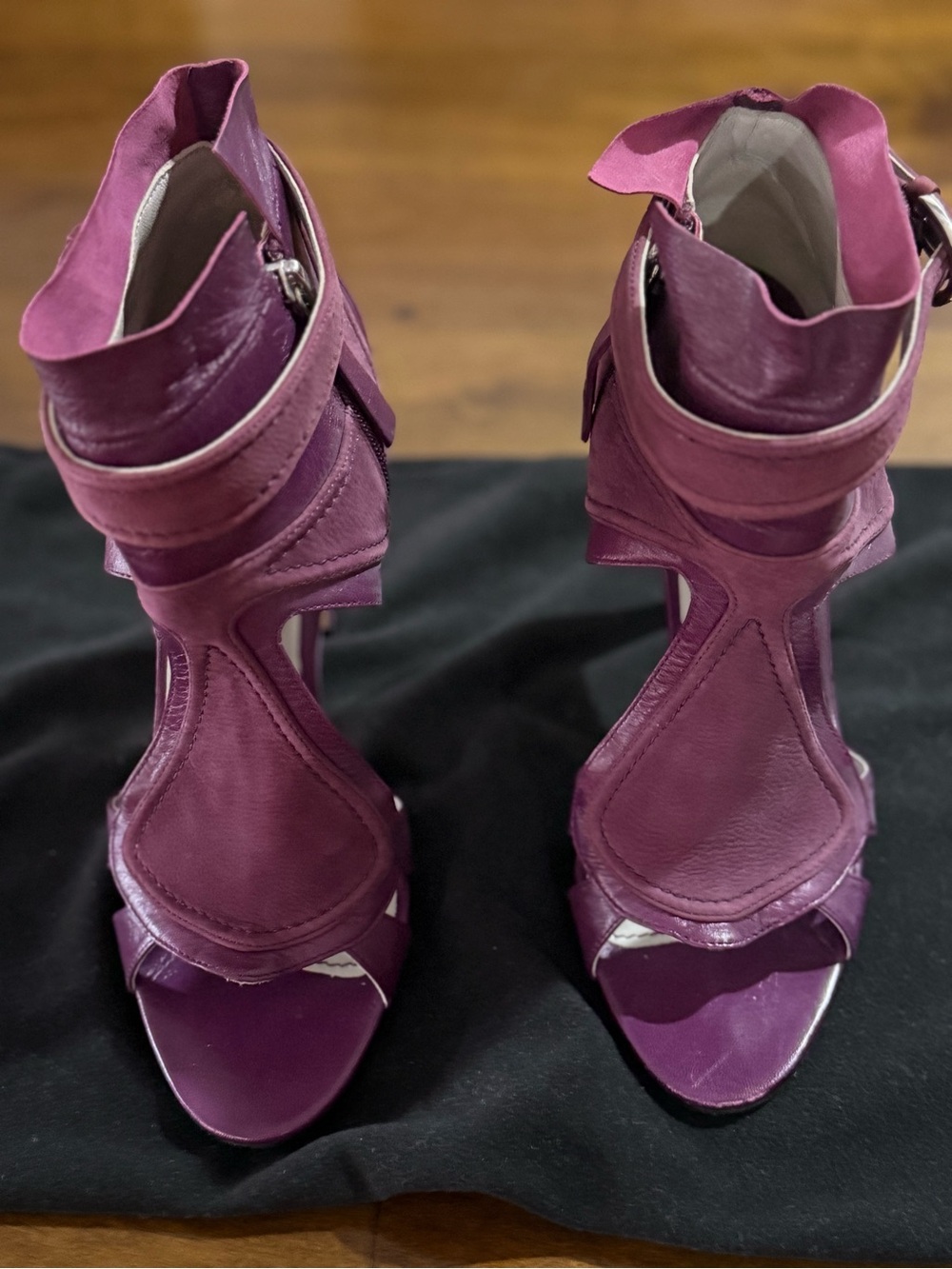 High-Fashion Purple Open-Toe Ankle-Heel Sandals